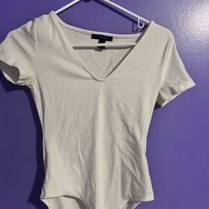 Forever 21 Cream V-Neck Bodysuit